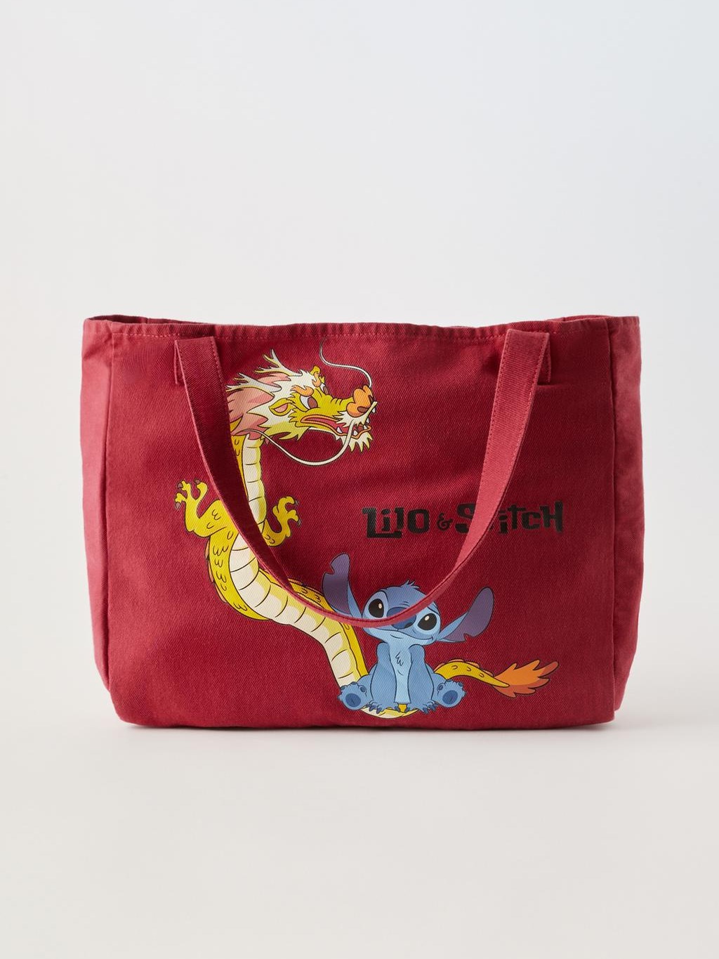 Z家新春新款女大容量可爱斜纹帆布包红色祥龙印花儿童手提购物袋