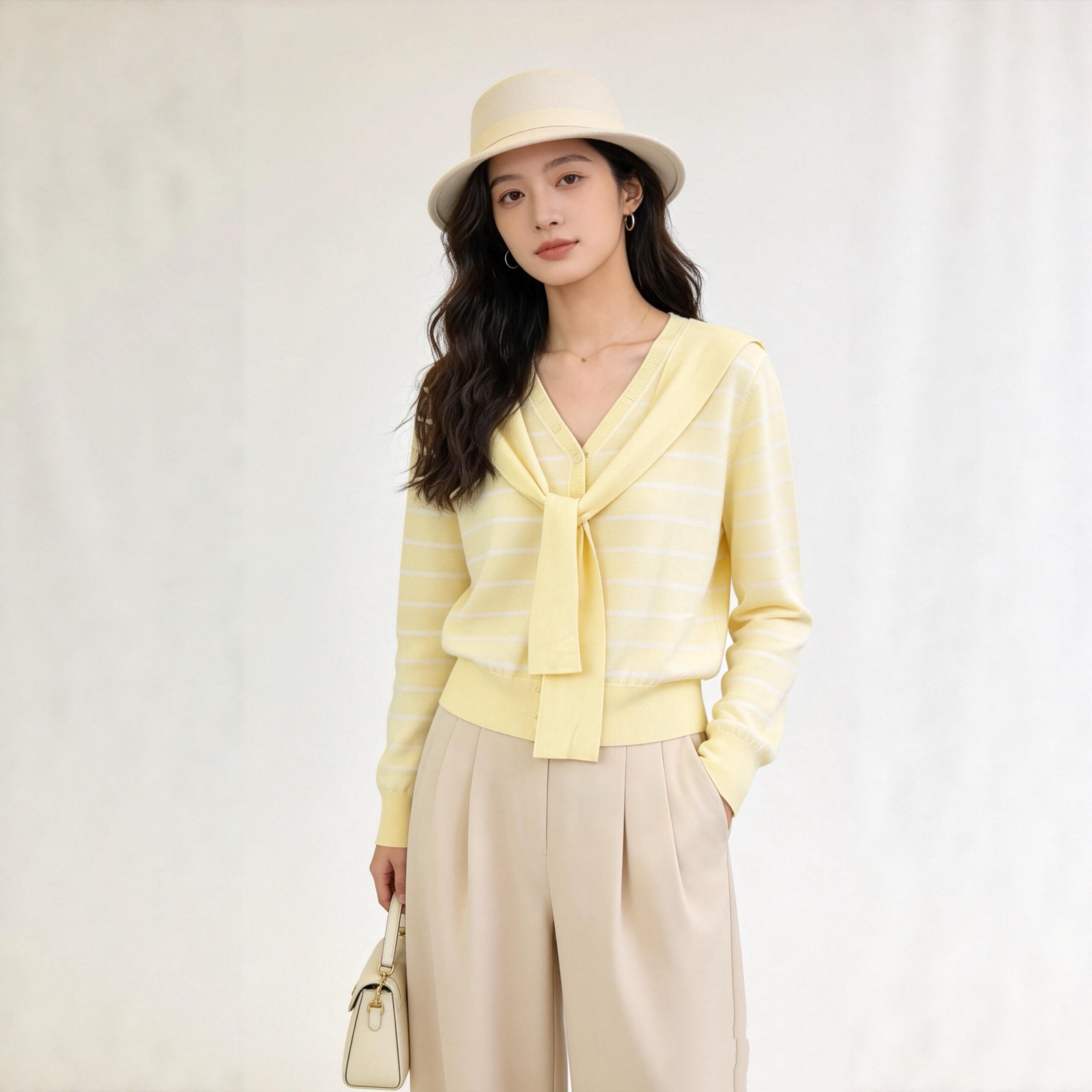 2026春季新款披肩针织长袖女新款休闲慵懒宽松V领上衣小衫