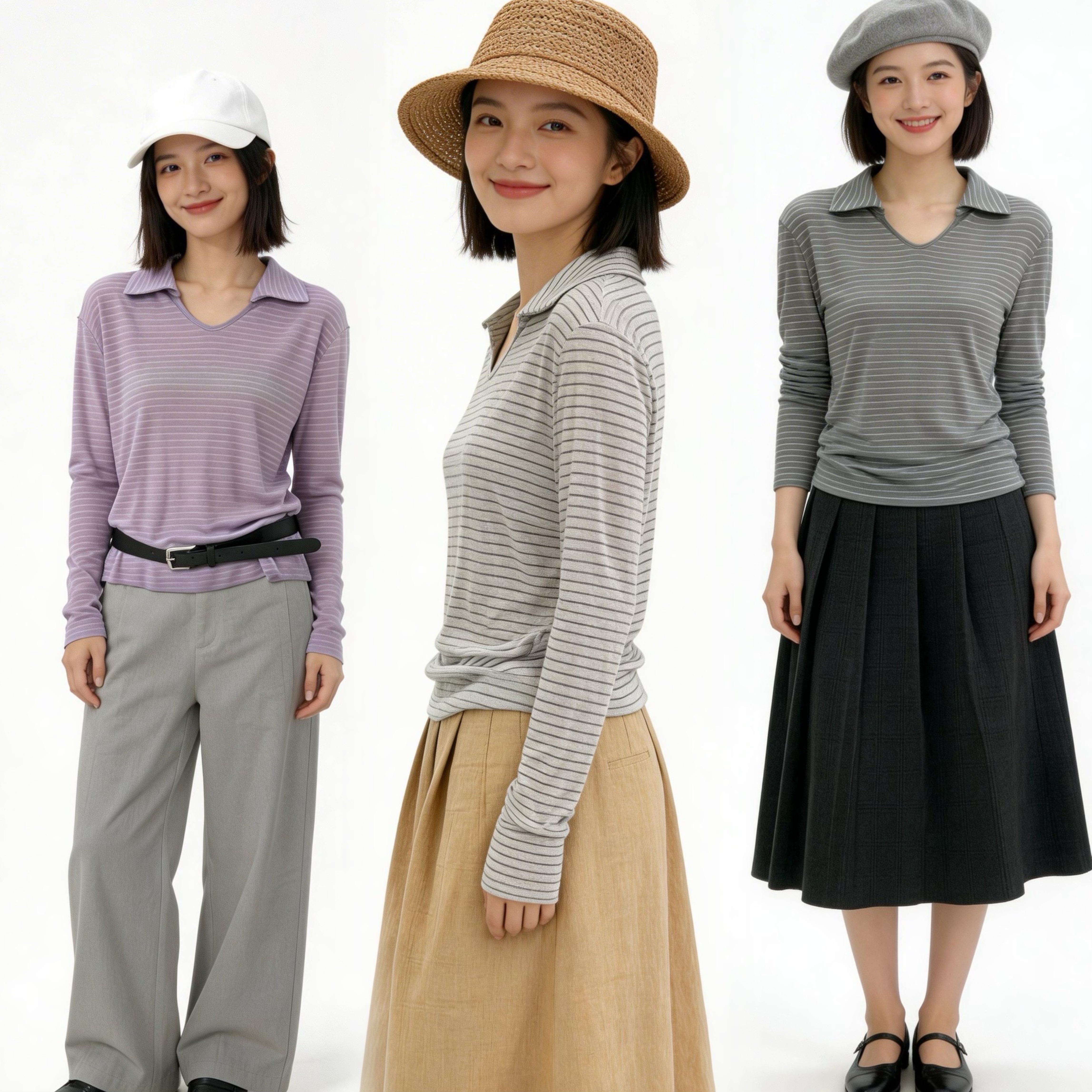 打底衫2026年新款内搭针织衫女春款翻领条纹上衣长袖衬衫针织衫