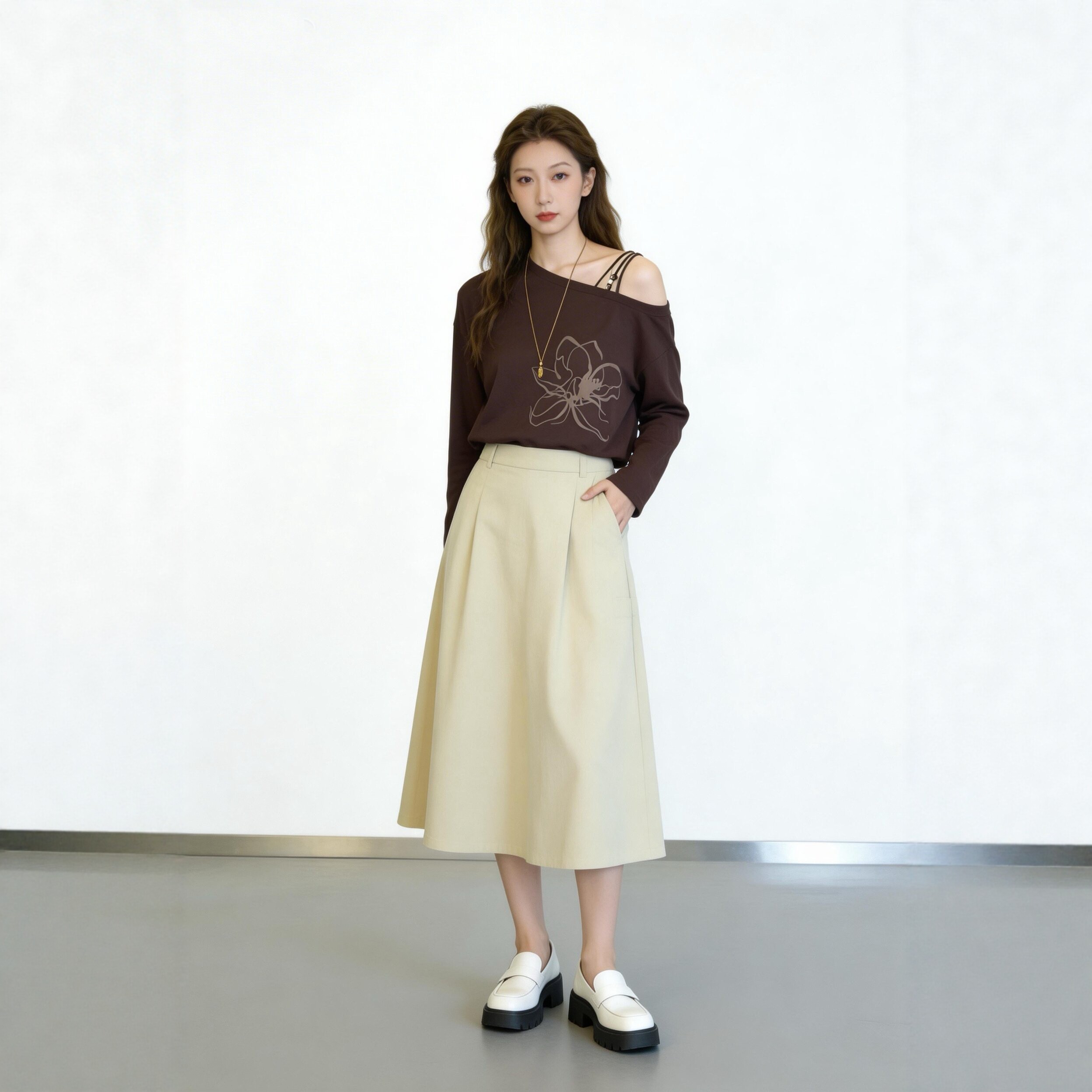 26春夏款 棉印花T恤女夏时尚宽松显瘦设计感小众上衣长袖打底衫