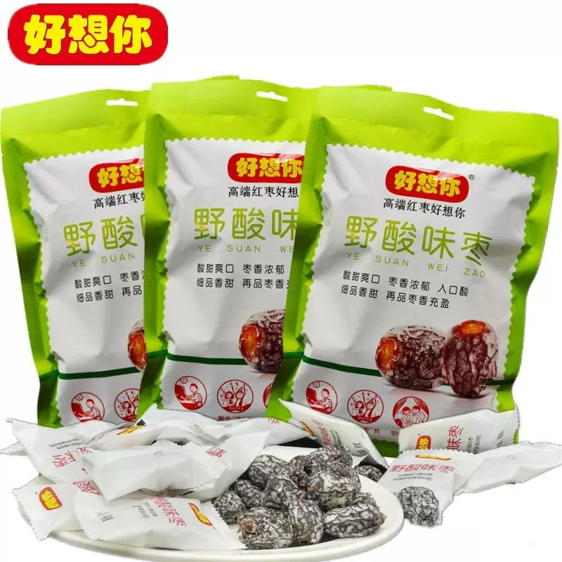 好想你野酸味枣280g*3袋无核蜜枣酸枣小零食特产红枣果脯小包装