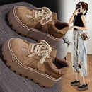 厚底德训鞋女2025秋季新款超火增高百搭真皮松糕勃肯休闲阿甘鞋子