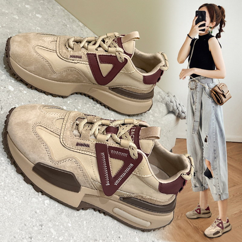 超火阿甘鞋女复古厚底圆头休闲