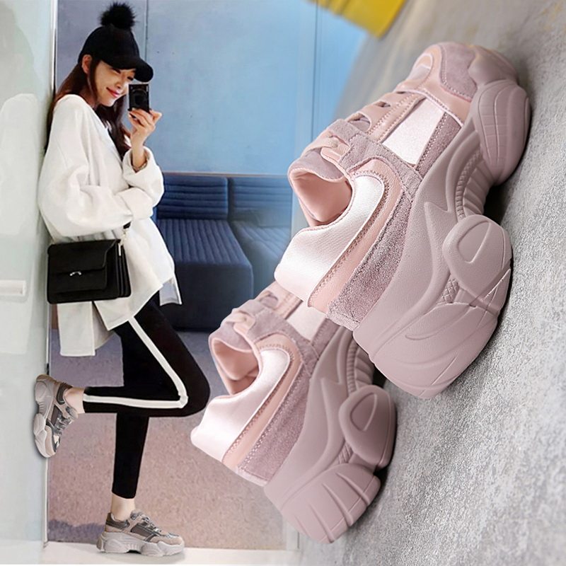 网红老爹鞋女ins潮2025秋季新款显脚小粉色超火厚底百搭运动休闲,女鞋,老爹鞋,淘宝优惠券,粉丝福利购,淘宝优惠卷