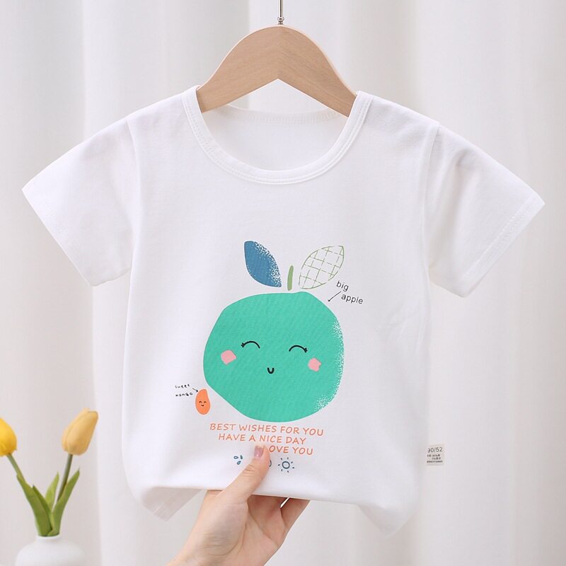 儿童t恤莱卡纯棉短袖夏款男童女童婴幼儿宝宝衣服打底衫上衣童装a