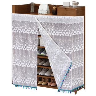 鞋柜帘魔术贴鞋架布帘免钉遮挡门帘防尘遮丑帘子布厨房柜子帘