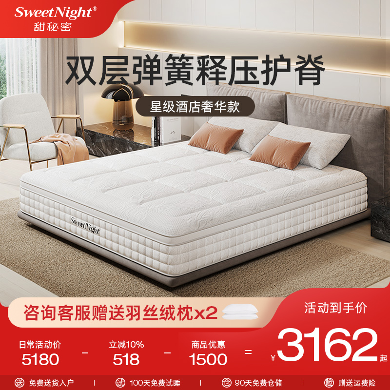 sw五星级双层弹簧加厚乳胶床垫