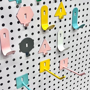 洞洞板DIY五金挂勾大全小配件6mm配件通用零件圆挂钩收纳架书桌架