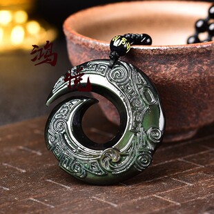 2026马年黑曜石时来运转吊坠平安扣轮回项链男女