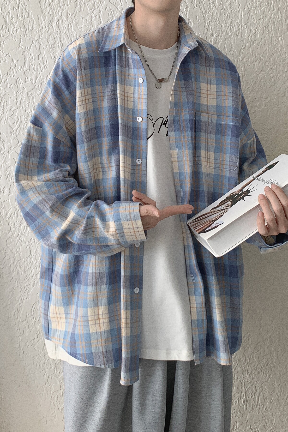 长袖格子衬衫宽松休闲衬衣A425-C2006-P55控69,男装衬衫,电商A425