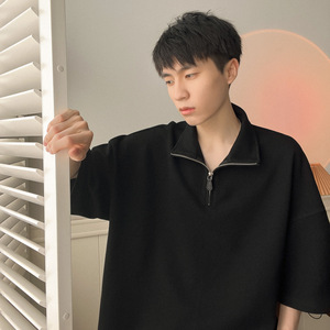 翻领T恤华夫格POLO衫拉链短袖 A425-T1413-P45控58图片