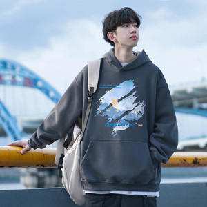 潮流蓝色风景分裂图连帽卫衣A425-Q3684-P65控78面料65%棉35%聚酯图片