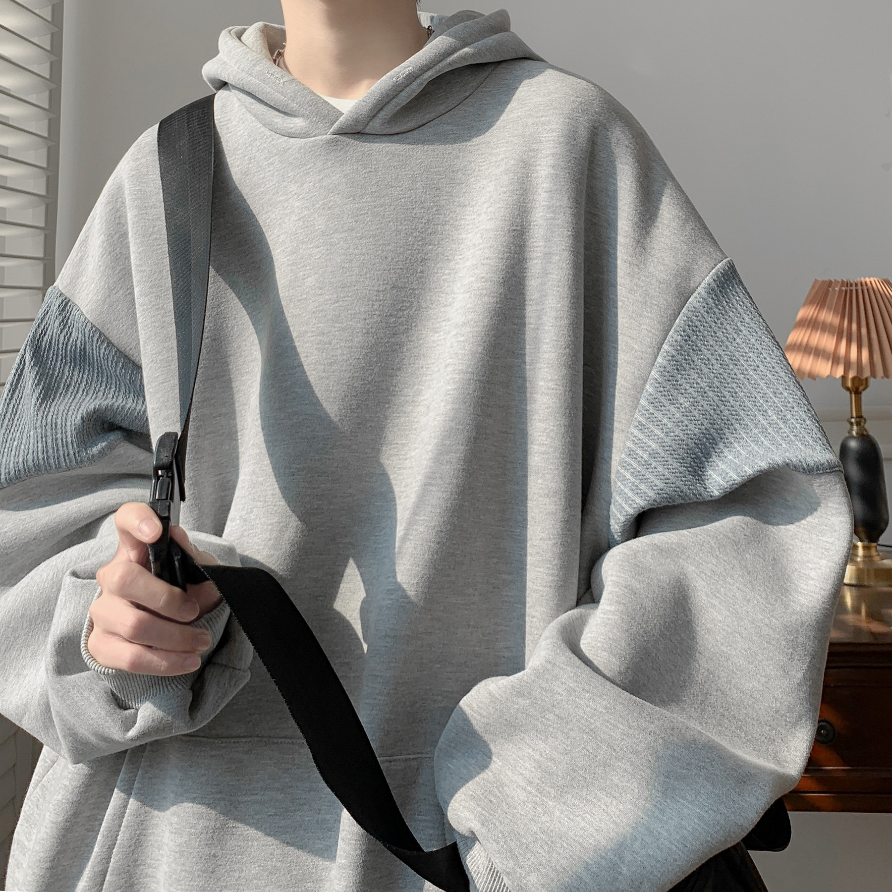 潮流百搭拼接连帽卫衣A425-Y3015-P88控108面料50%棉50%聚酯,男装卫衣,电商A425