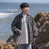 潮流日系格纹长袖衬衫翻领A425-C2735-P65控79面料棉，男装衬衫，电商A425