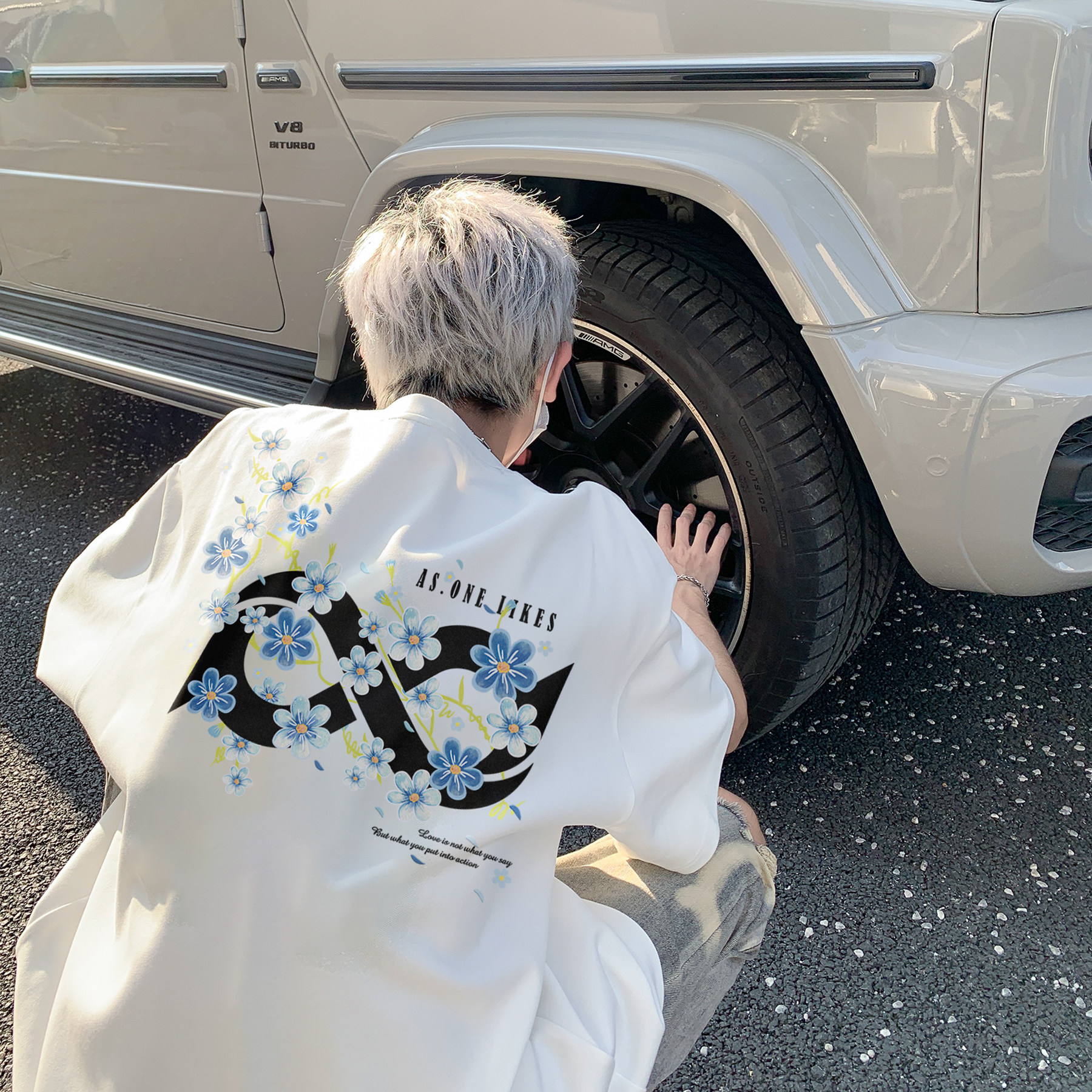 潮流花卉字母短袖T恤A425-T4170-P35控48面料棉图片