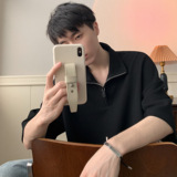 翻领T恤华夫格POLO衫拉链短袖A425-T1413-P45控58，男装T恤，电商A425