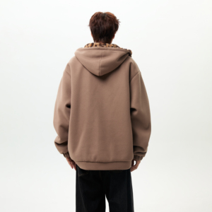 潮流呢料豹纹连帽开衫棉服外套A425-Y531-P138控188面料聚酯图片