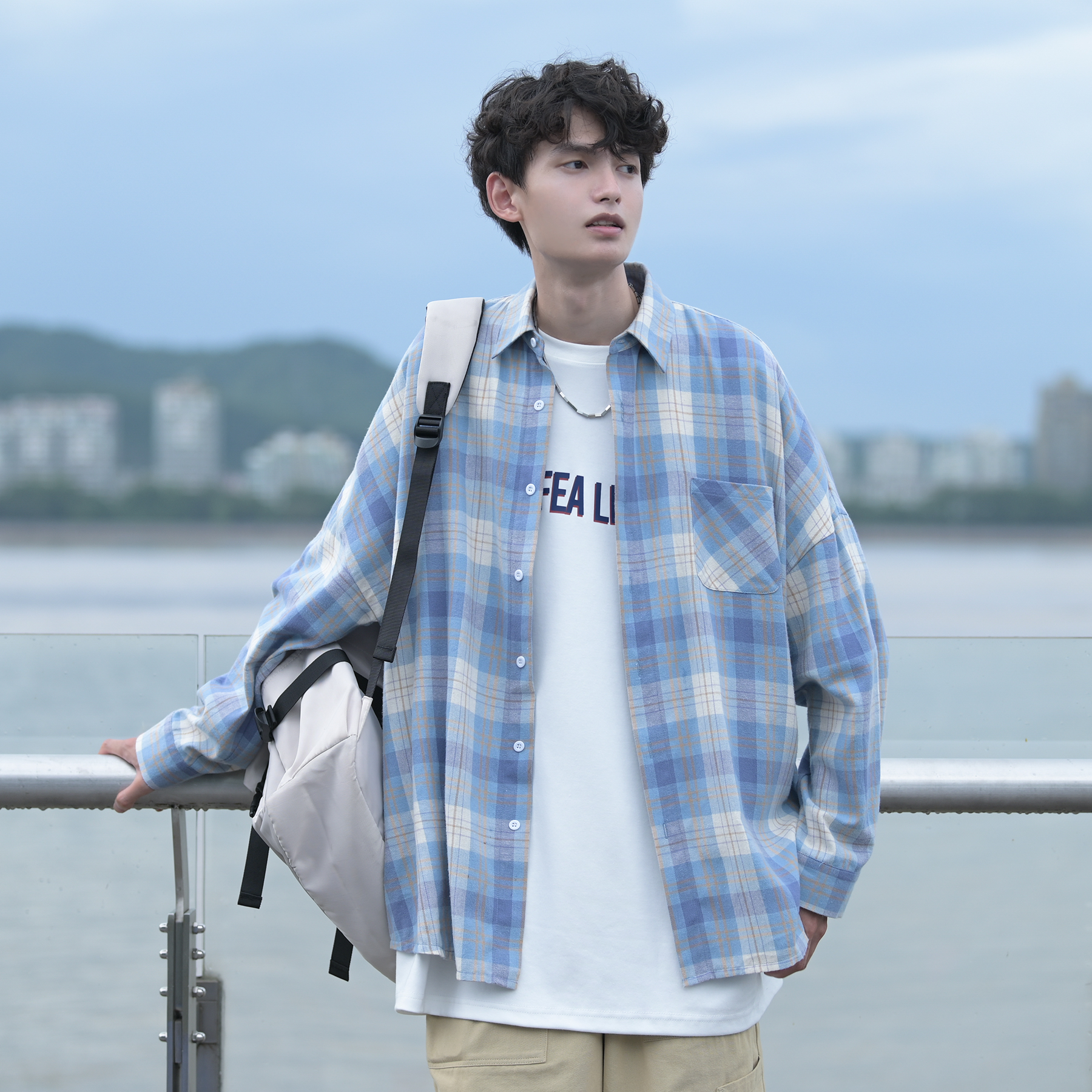 秋装格子衬衫长袖男士衬衣A425-C2006-P58控69，男装衬衫，电商A425