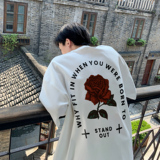 玫瑰花印花圆领短袖T恤A425-T1320-P38控48，男装T恤，电商A425