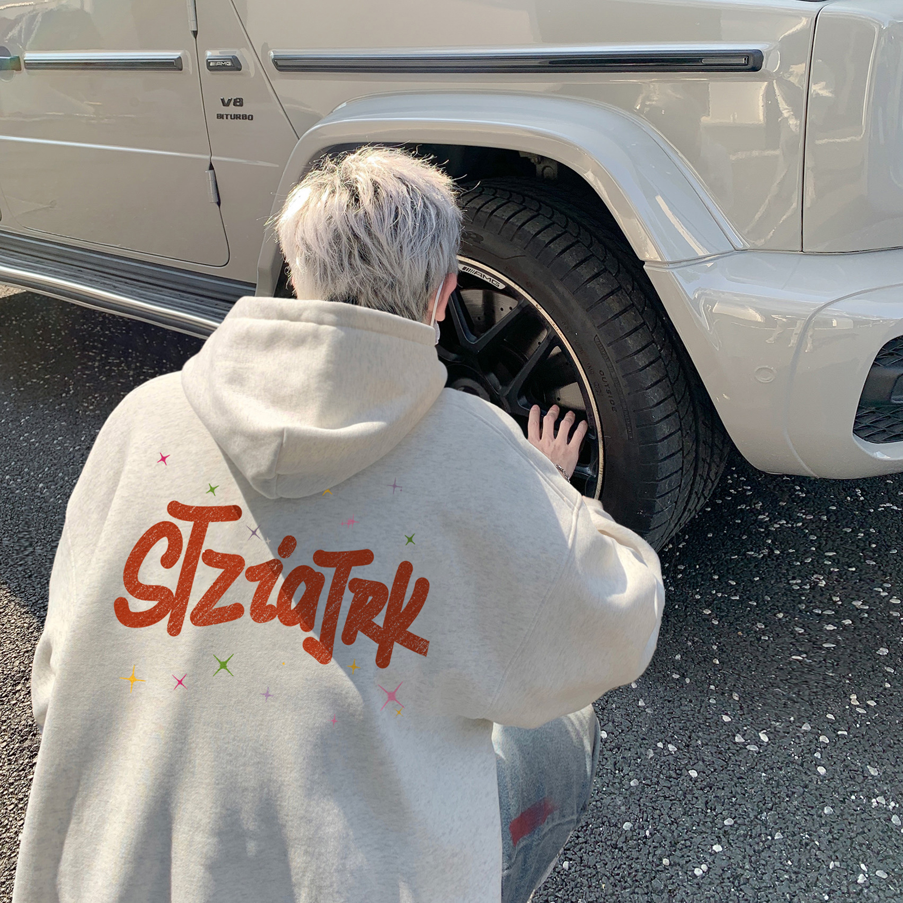 潮流彩色字母排版连帽卫衣A425-Q4274-P65控78面料65%%棉35%聚酯，男装卫衣，电商A425