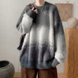 潮流慵懒感仿貂毛圆领毛衣A425-M26612-P78控98面料聚酯，男装针织衫/毛衣，电商A425
