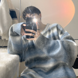 条纹渐变圆领毛衣A425-M93-P78控98，男装针织衫/毛衣，电商A425