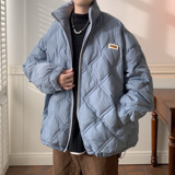 双线菱形格立领棉服外套A425-W939-P128控158，男装棉衣，电商A425