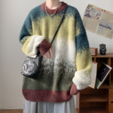 潮流慵懒感仿貂毛圆领毛衣A425-M26612-P78控98面料聚酯，男装针织衫/毛衣，电商A425