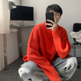 秋冬粗线圆领纯色基础款厚毛衣针织衫A425-M50-P68控78，男装针织衫/毛衣，电商A425