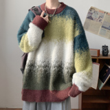 潮流慵懒感仿貂毛圆领毛衣A425-M26612-P78控98面料聚酯，男装针织衫/毛衣，电商A425