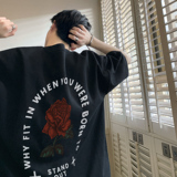 玫瑰花印花圆领短袖T恤A425-T1320-P38控48，男装T恤，电商A425