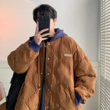双线菱形格连帽棉衣外套A425-W956-P138控168，男装棉衣，电商A425