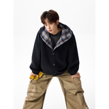 拼接格子连帽卫衣开衫A425-Y2972-控138面料65%棉35%聚酯，男装卫衣，电商A425