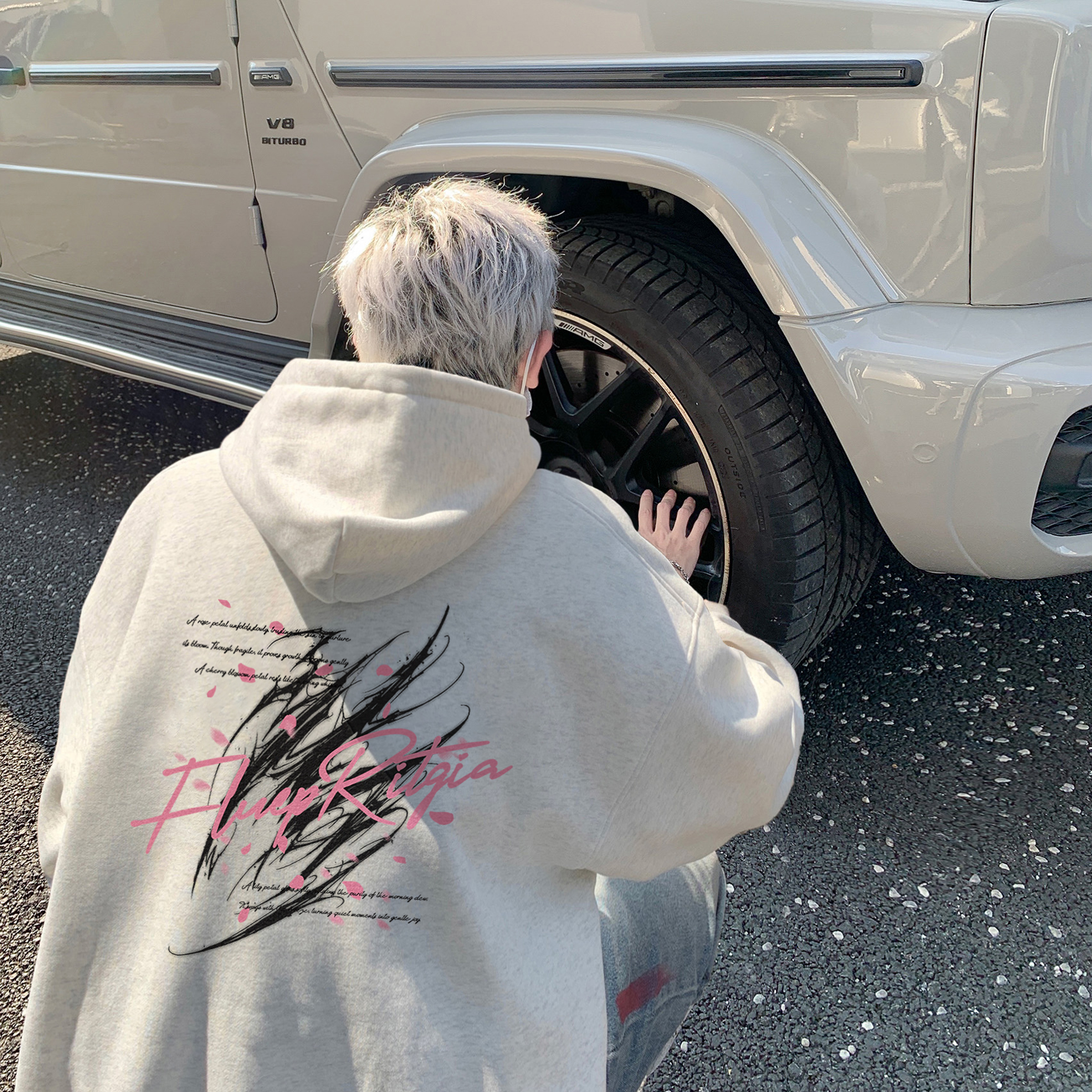 潮流花瓣抓痕字母连帽卫衣A425-Q4264-P65控78面料65%%棉35%聚酯，男装卫衣，电商A425