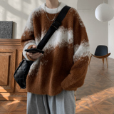 笔迹泼墨圆领毛衣A425-M26382-P70控98面料聚酯，男装针织衫/毛衣，电商A425