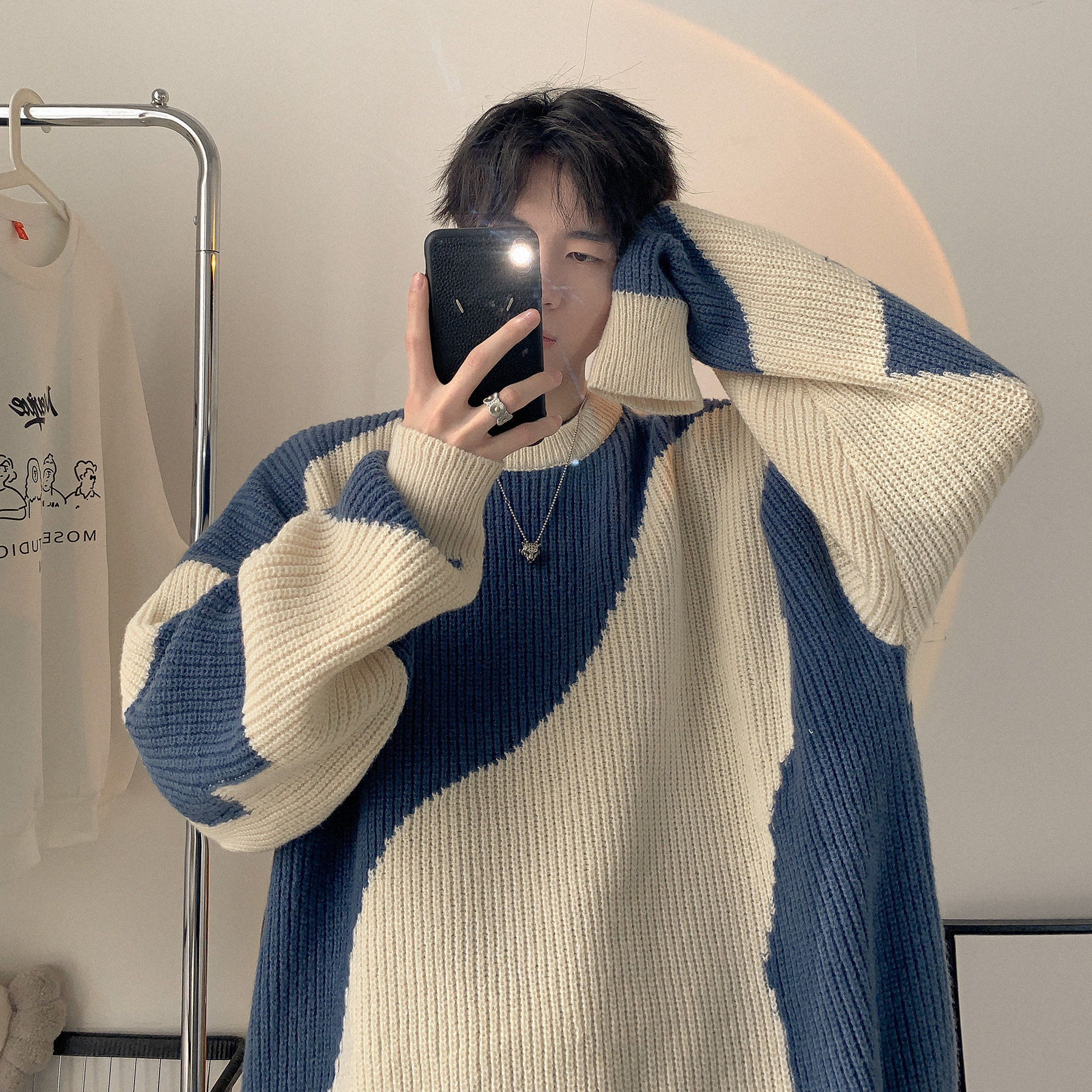 拼色圆领毛衣A425-M174-P68控78，男装针织衫/毛衣，电商A425