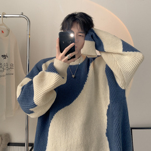 拼色圆领毛衣 A425-M174-P68控78，男装针织衫/毛衣，电商A425