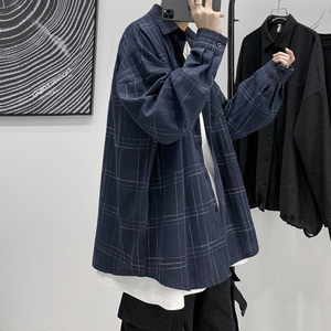 春装男士格子衬衫长袖衬衣宽松港风  A425-C297-P55控69图片