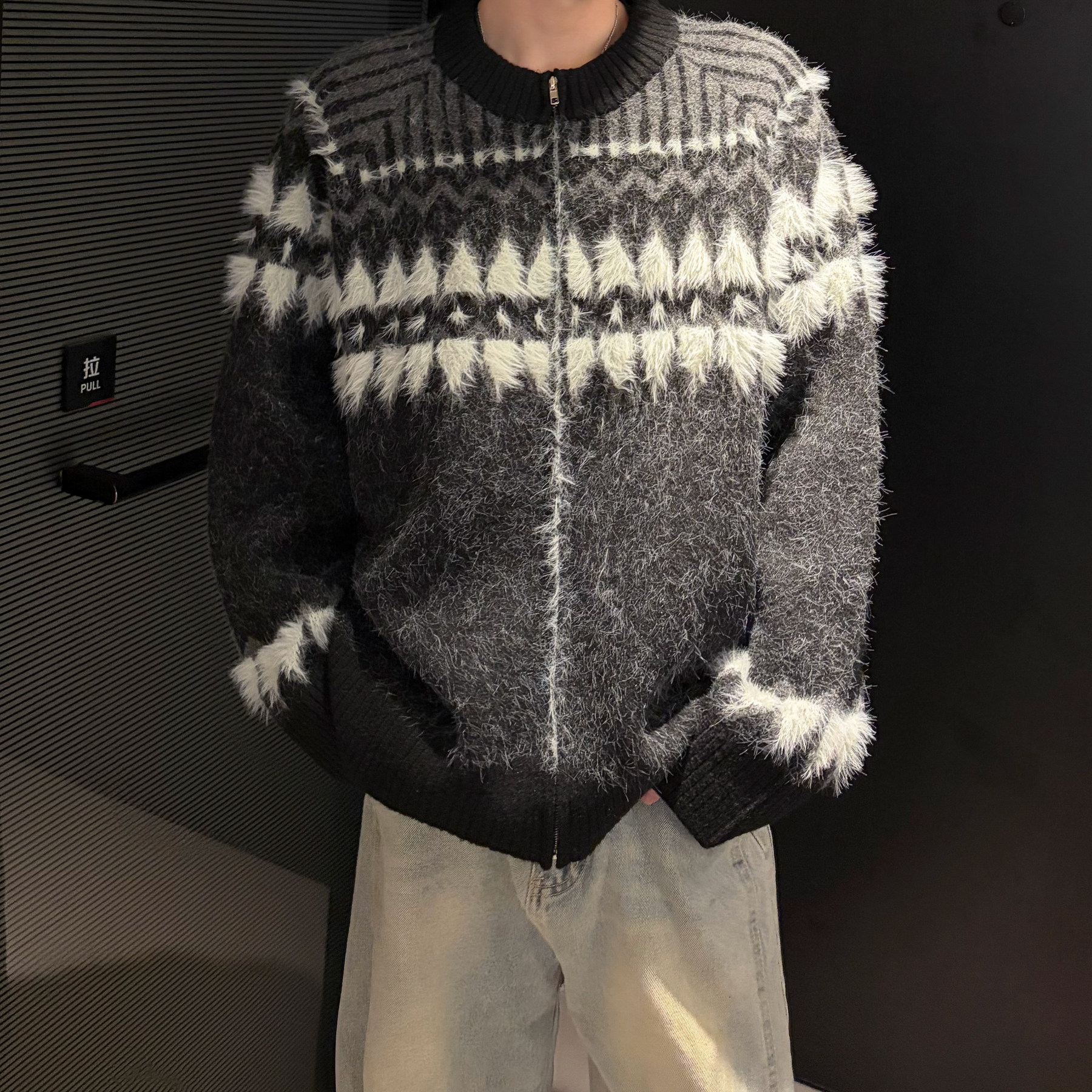 潮流费尔岛开衫拉链毛衣外套A425-M26652-P118控148面料聚酯,男装针织衫/毛衣,电商A425