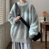 笔迹泼墨圆领毛衣A425-M26382-P70控98面料聚酯，男装针织衫/毛衣，电商A425