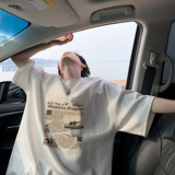 潮流报纸分裂印花短袖T恤A425-T3648-P28控38面料棉，男装T恤，电商A425