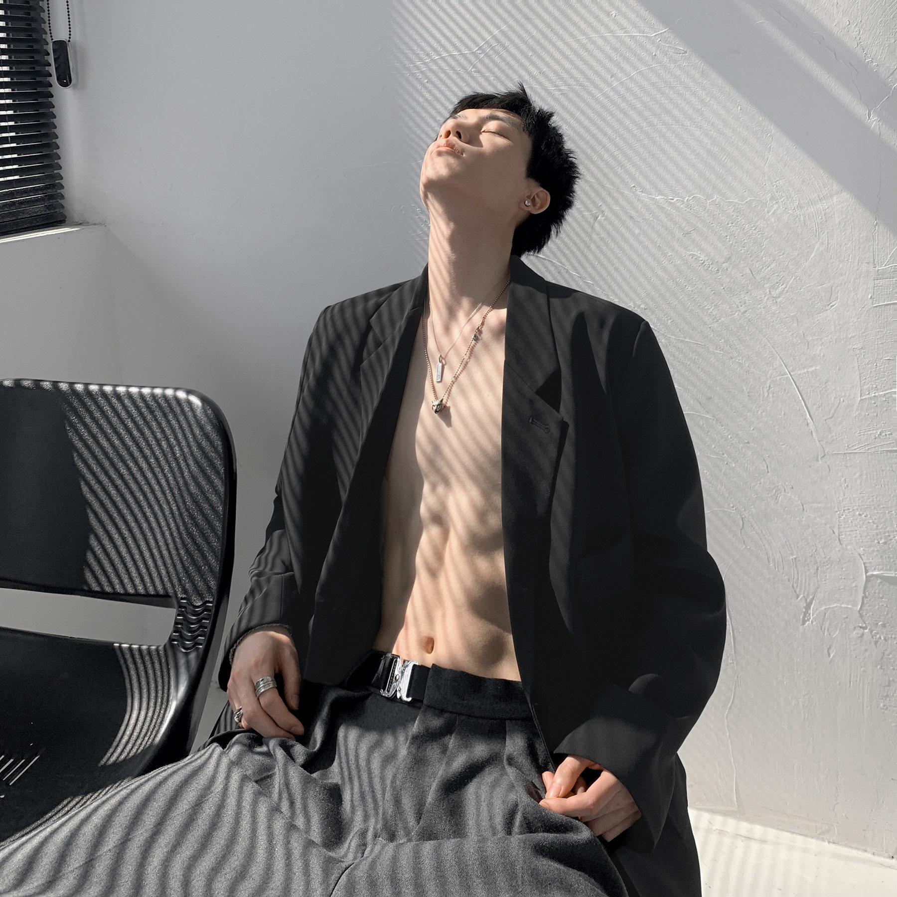 秋装西服垫肩廓形西装A425-W616-P98控108，男装西服套装，电商A425