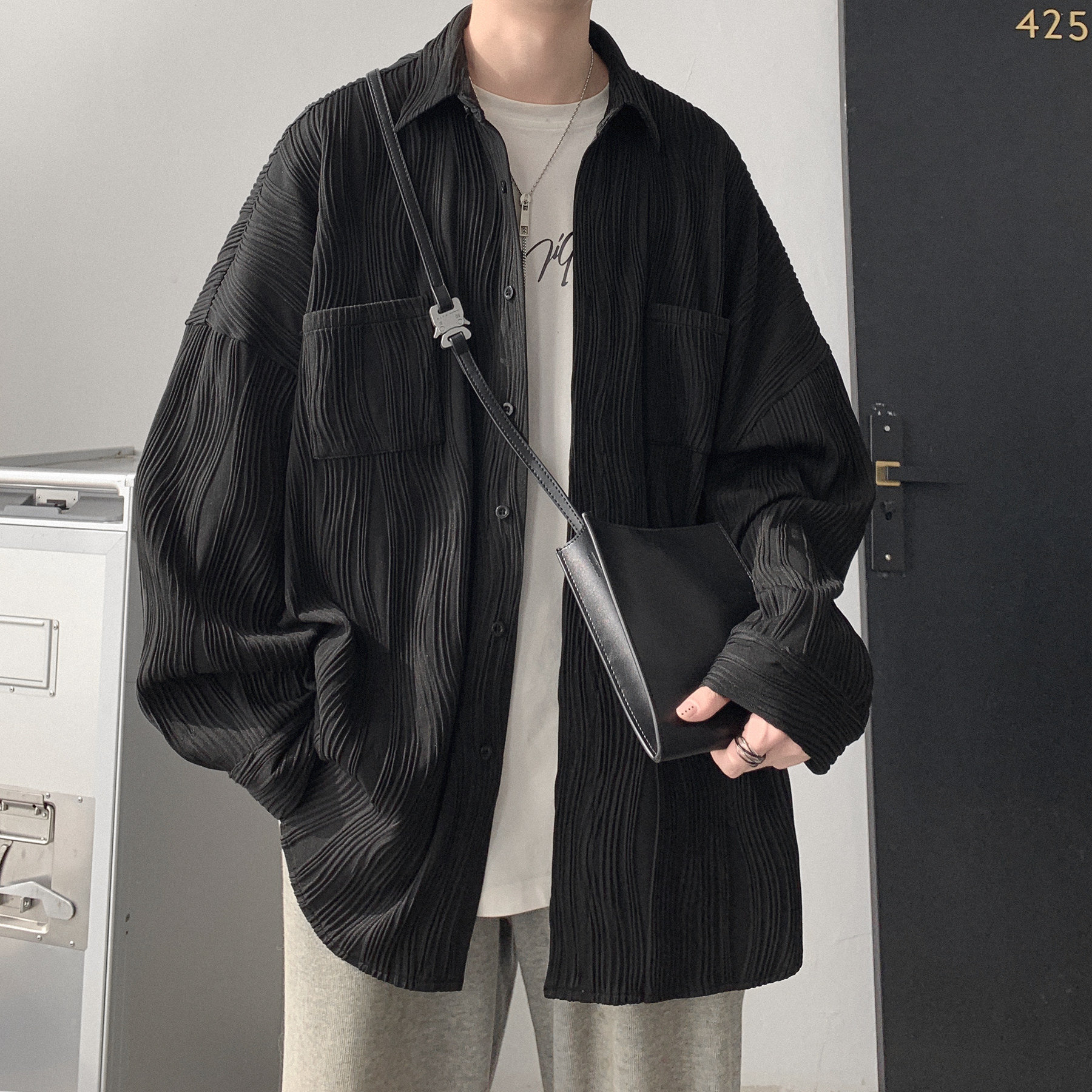 肌理面料长袖衬衫春装新款A425-C277-P68控78,男装衬衫,电商A425