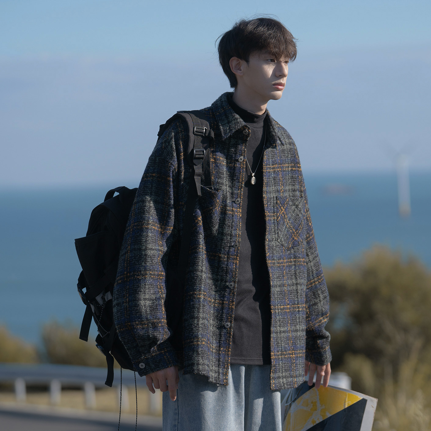 呢料夹克外套翻领毛呢料A425-N981-P98控118，男装夹克，电商A425