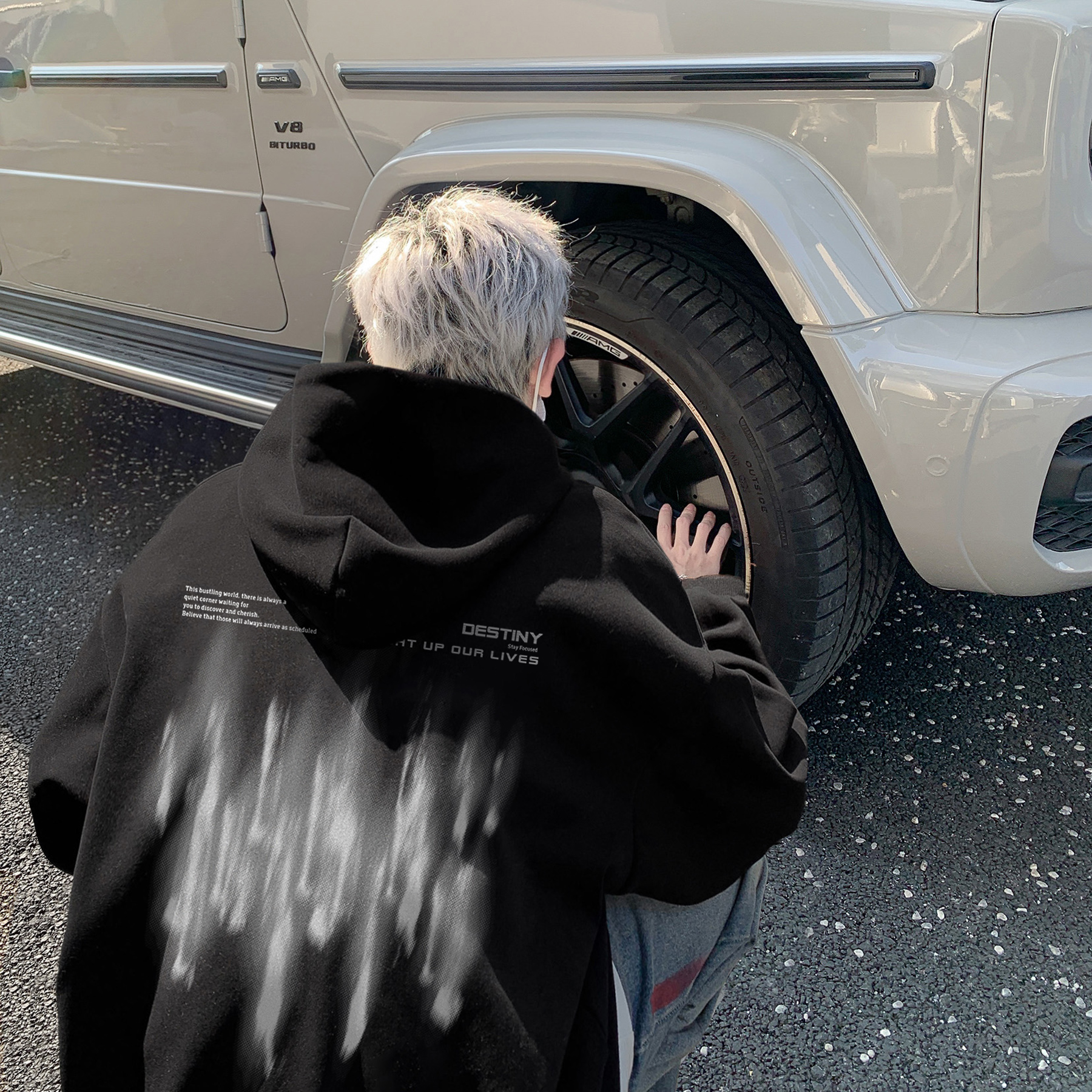 潮流流星模糊连帽卫衣A425-Q3864-P65控78面料65%棉35%聚酯，男装卫衣，电商A425