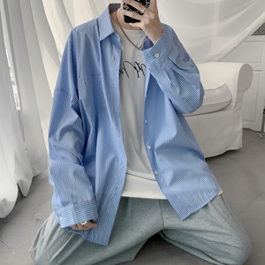 春装男士衬衫长袖宽松条纹衬衣 A425-C119-p55控68，男装衬衫，电商A425