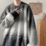 潮流慵懒感仿貂毛圆领毛衣A425-M26612-P78控98面料聚酯，男装针织衫/毛衣，电商A425