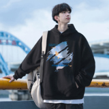 潮流蓝色风景分裂图连帽卫衣A425-Q3684-P65控78面料65%棉35%聚酯，男装卫衣，电商A425