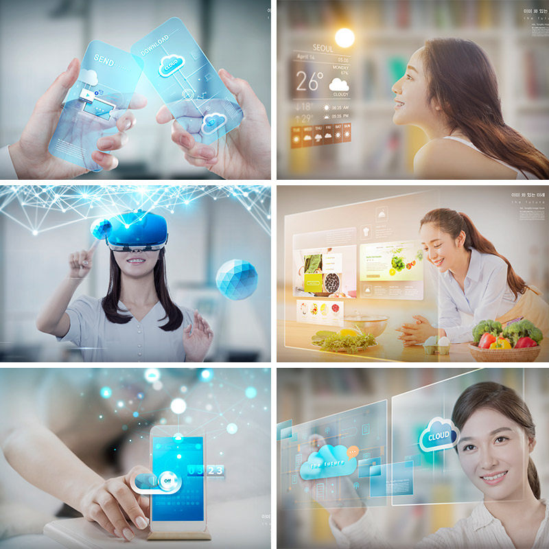 未来高科技人工智能生活天气预报虚拟vr合成海报psd设计素材91907