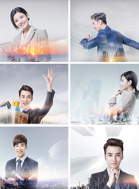 时尚创意商务城市建筑桥梁人物合成海报PSD平面设计素材模板92104